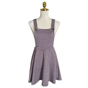 Charlotte Russe Women’s Large Pinafore Plaid Overall Skater Suspender Mini Skirt